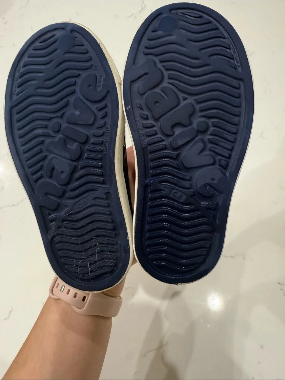 Native Kids Navy Blue Slip-On Water Shoes with White Toe Cap